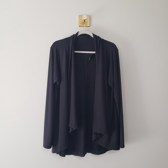 Athleta Cardigan Sweater Wrap Women Large Black Athleisure Yoga Ballet Comfy - Picture 1 of 7